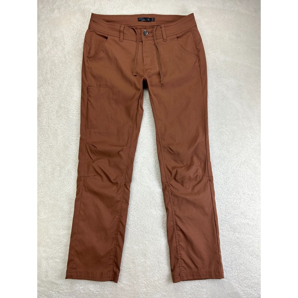prAna Halle Straight Leg Hiking Pants Womens 10 Rust Brown Stretch Drawstring